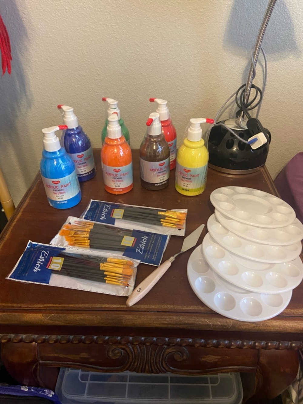 Assorted Acrylic Paint Set with Brushes and Palettes - Multicolor